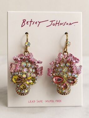Betsey Johnson | Dia de los Muertos Sugar Skull Butterfly Leverback Earrings 💀🦋